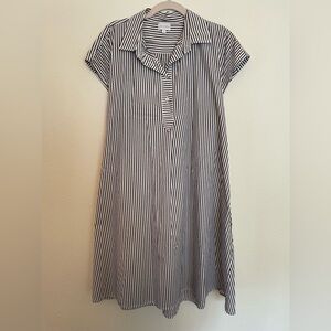 Lenora Blue Striped Short Sleeved Shirt Dress‎ Size M